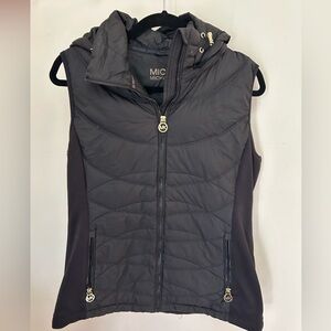 MICHAEL KORS Vest Jacket Hood Black Size Medium